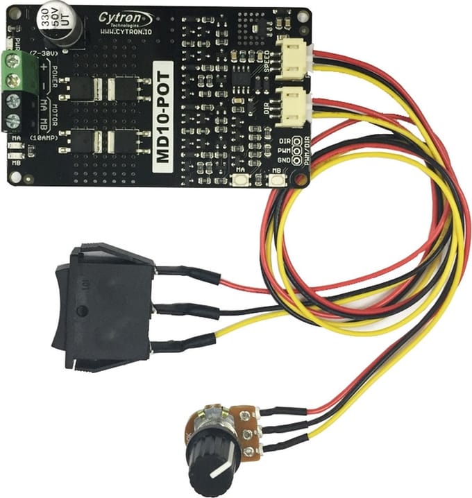 10 Amp 7V-30V Potentiometer & Switch Control DC Motor Driver MD10-Pot Cytron