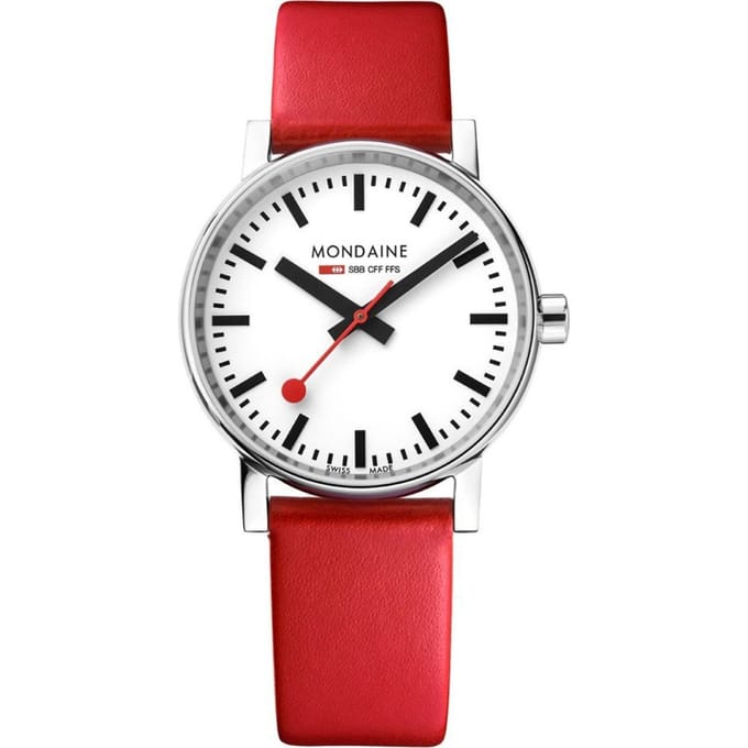 Mondaine MSE.35110.LC Evo2 Unisex Horloge Rood Leer
