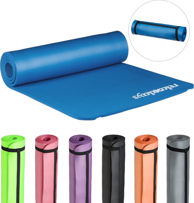 yogamat - 60 x 180 cm - 1 cm dik - met draagband - rood