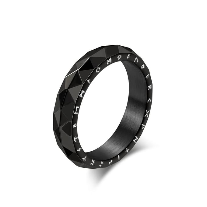 Nordische Retro Diamantvormige Viking Tekst Roestvrij Staal Ring Ring 9#
