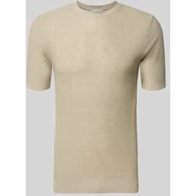 T-shirt van mix van linnen en viscose met ronde hals