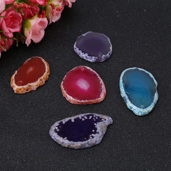 5 Stuks 30-40mm Meervoudig Gebruik Natuurlijke Onregelmatige Vorm Agate Schijven Partij DIY Decoratie Benodigdheden blue