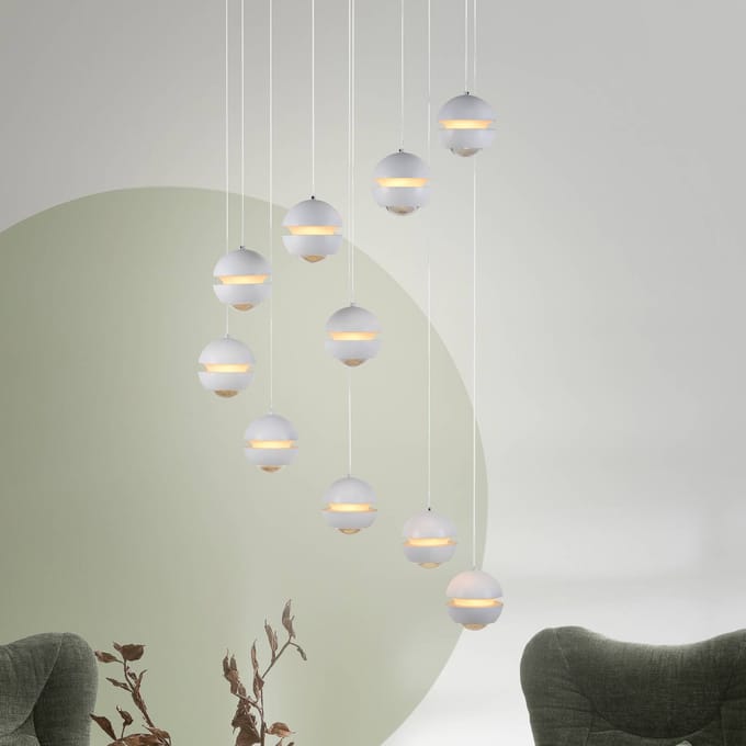 SCHÖNER WOHNEN-Kollektion SCHÖNER WOHNEN LED hanglamp Lini wit 10-lamps rond, 3.000 K