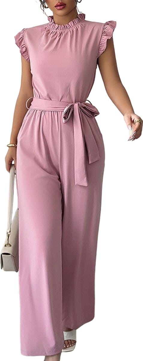 Roze Jumpsuit met Strik - Dames - Mode - Lange Broek