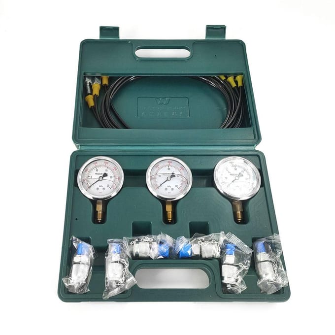 Hydraulische manometerset Graafmachine Hydraulische set Drukmeetapparaat met 6 testkoppelingen groen