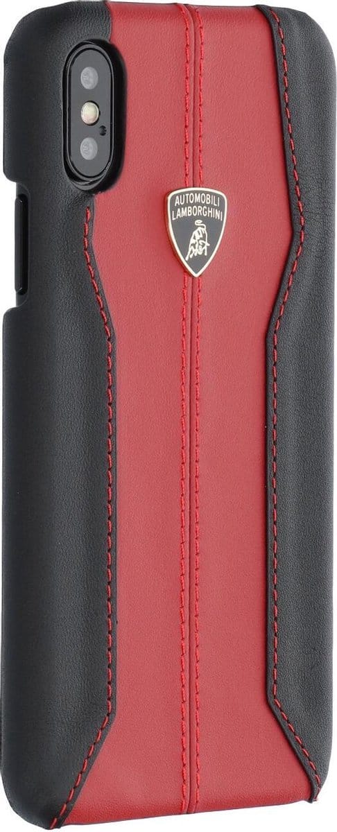 Rood hoesje van Lamborghini - Backcover - D1 Serie - iPhone X-Xs - Genuine Leather - Echt leer