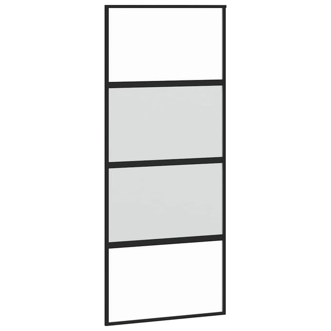 vidaXL - Schuifdeur - 90x205 - cm - gehard - glas - en - aluminium - zwart