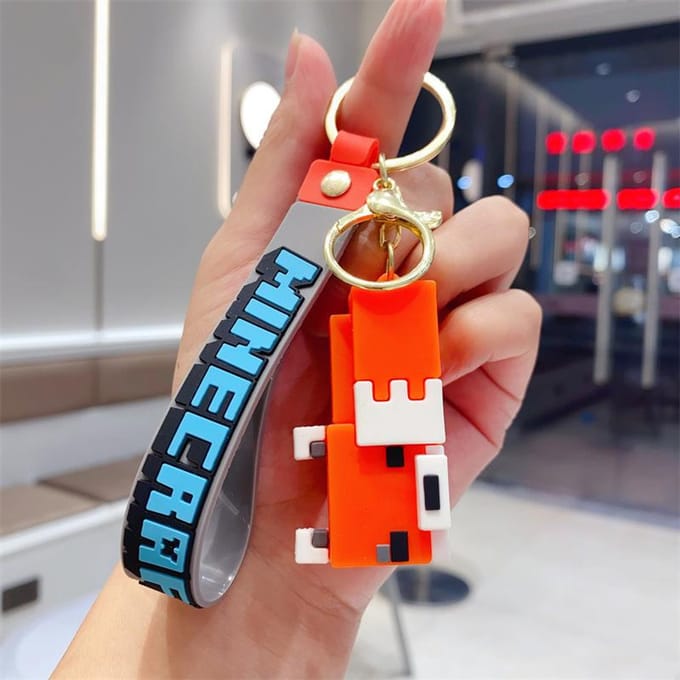 Minecraft PVC Sleutelhanger Kinderen Silicone Tas Wissel Opbergtas Sleutelhanger red