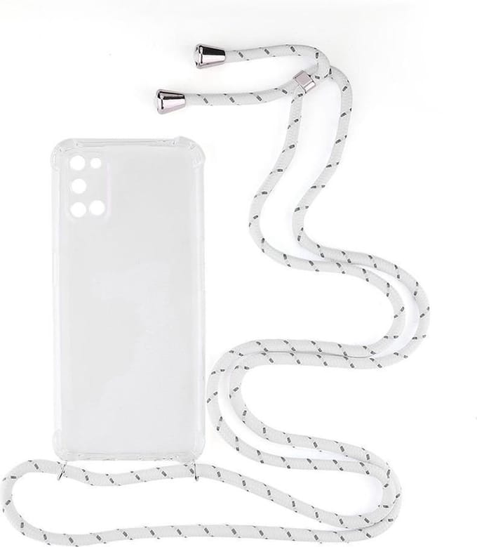 Shop4 - Oppo A72 Hoesje - Zachte Back Case met Koord Multi Wit