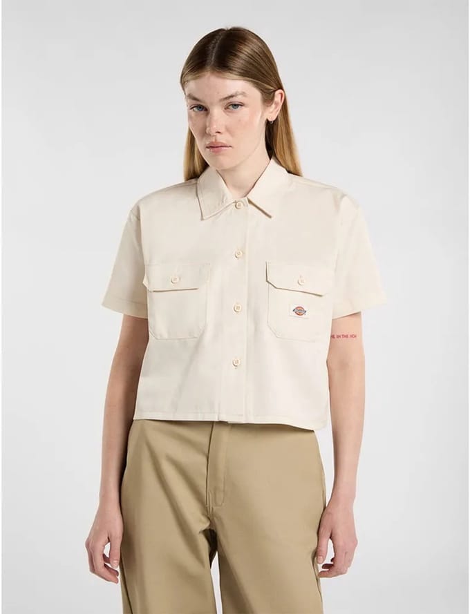 Dickies Work Cropped Overhemd Met Korte Mouwen Beige XS Vrouw