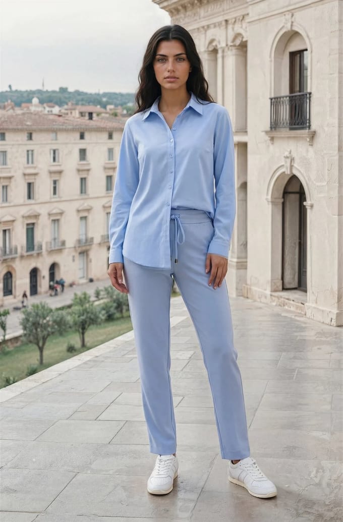 MI PIACE - Bonded Travel Broek Straight Uni 202631 Lavender Blue - Maat : S