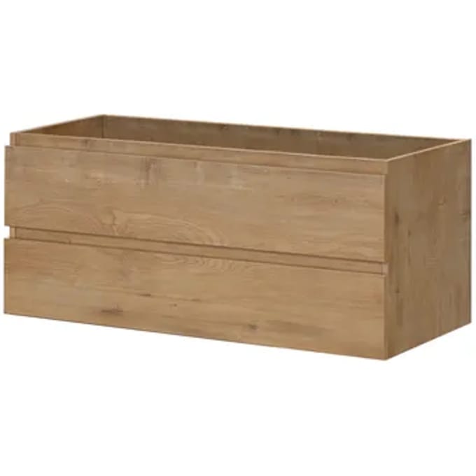 Aquazuro Wastafelonderkast Napoli 120cm - Natuur Eik Houtlook - Met 2 Lades