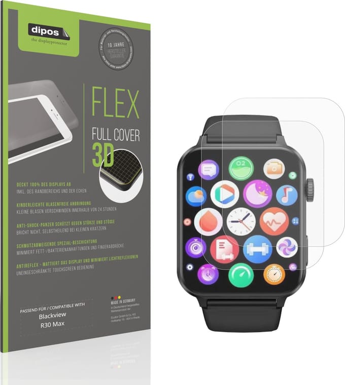 dipos FLEX – 2x Matte Screenprotector geschikt voor Blackview R30 Max | Volledige Schermbescherming | Case-Friendly