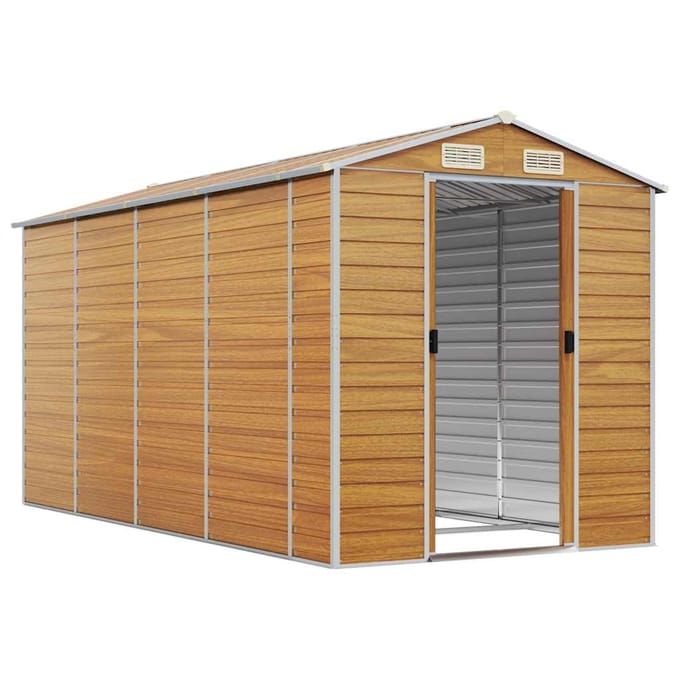 vidaXL - Tuinschuur - 191x385x198 - cm - gegalvaniseerd - staal - lichtbruin