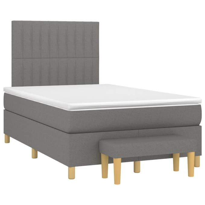 vidaXL - Boxspring - met - matras - stof - donkergrijs - 120x200 - cm