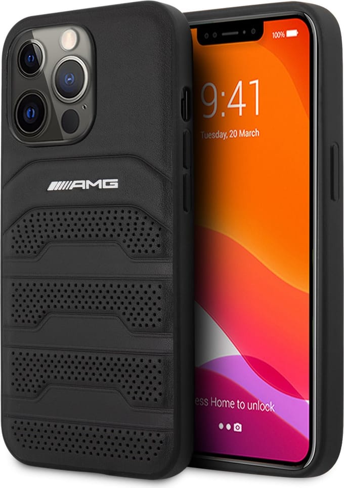 iPhone 13 Pro Max Backcase hoesje - Mercedes-Benz - Effen Zwart - Leer