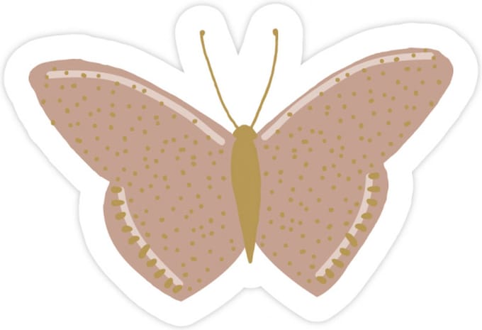 12 Stickers - Butterfly Gold Warm Pink