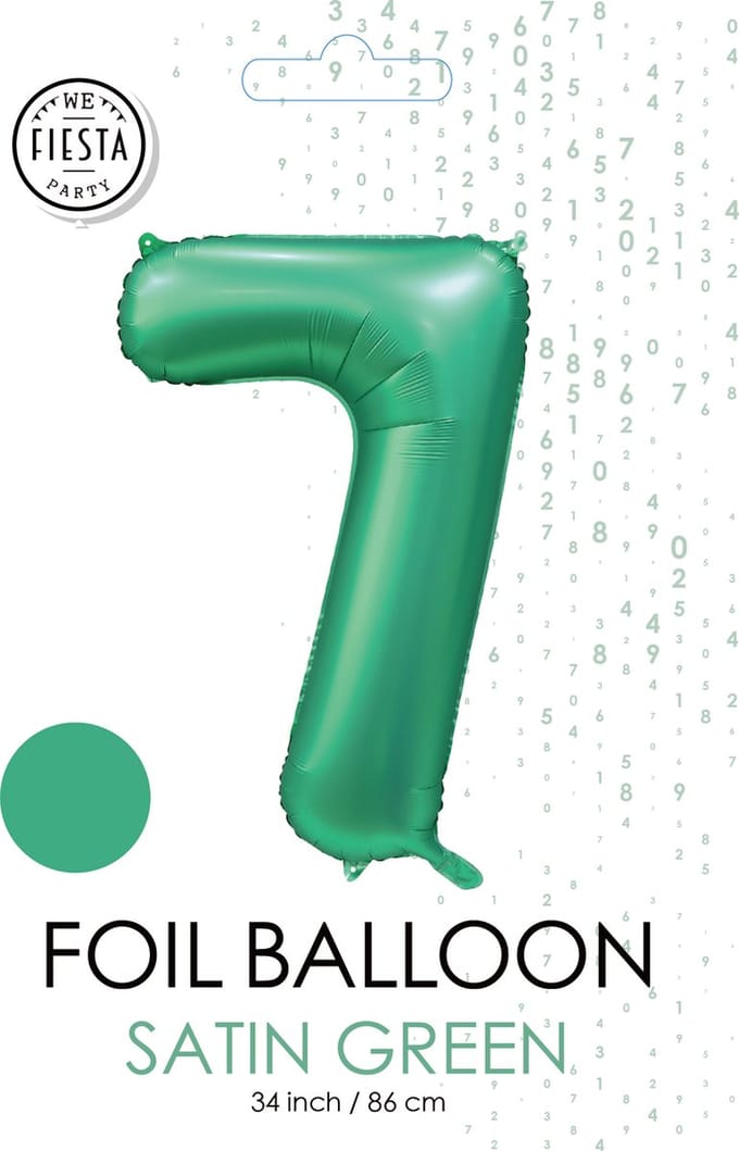 folieballon cijfer 7 mat groen metallic