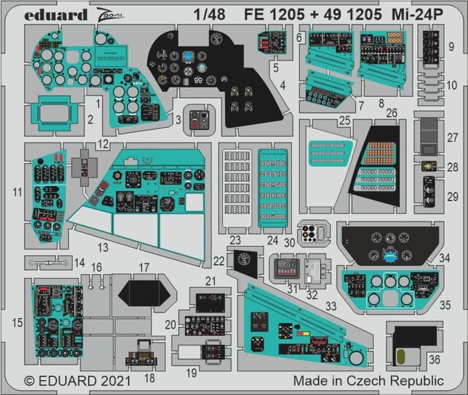 Eduard Modelbouwdecoratie - FE1205 Accessoires for Mi-24P - Photo-etch