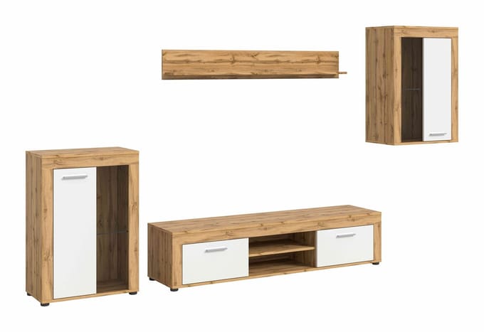 Jam woonkamercombinatie wit melamine Wotan eiken NB - 35x310x169cm
