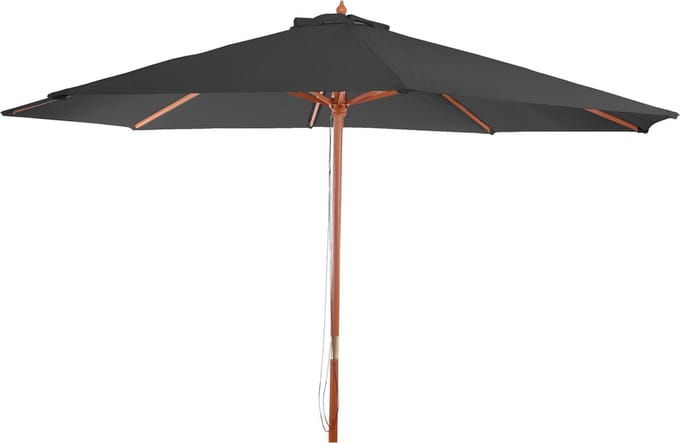 Parasol Florida, tuinparasol, marktparasol, Ø 3,5 m polyester/hout 7 kg ~ antraciet
