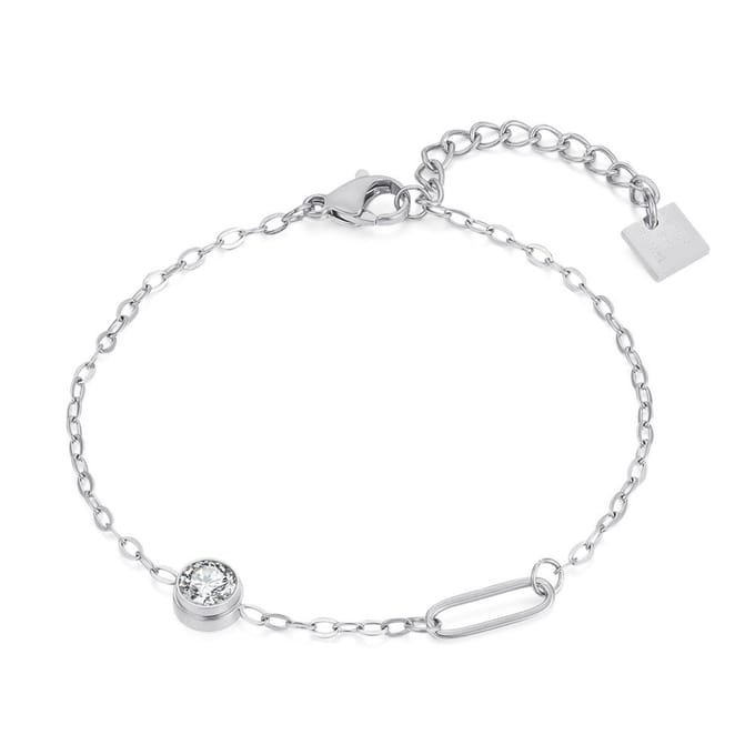Twice As Nice Armband in edelstaal, kristal, ovaal 16cm+3cm
