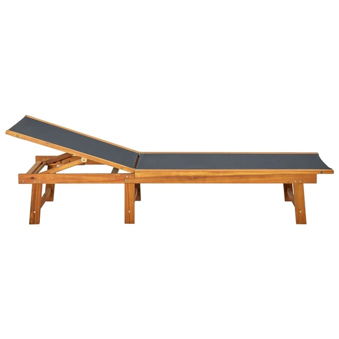 vidaXL - Ligbed - met - tafel - massief - acaciahout - en - textileen