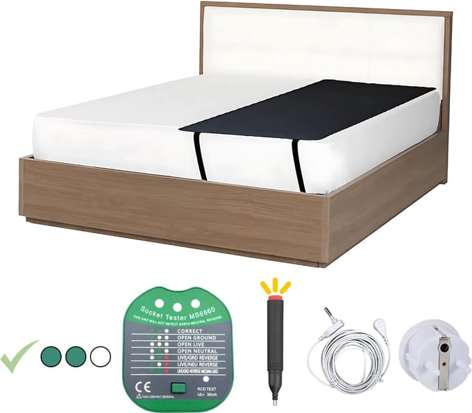 Aardingsmat - Groundingly - Grounding mat - Aarding - Inclusief testpen en stopcontact tester - Earthing - Grounding - 100% vegan leder - (68x185)