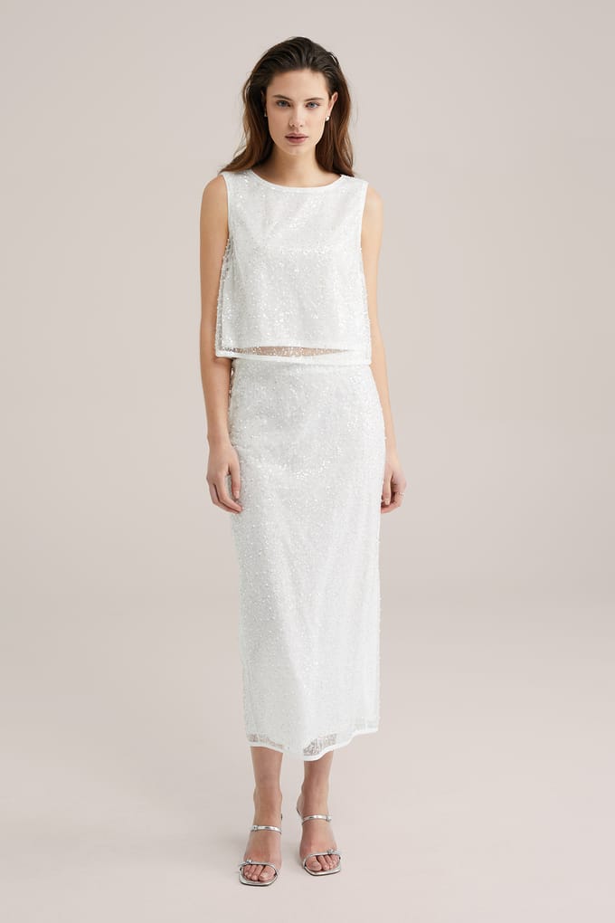 We Fashion Skirt Medium Length White Größe: M | Midiröcke Outlet | Damen | Weiß
