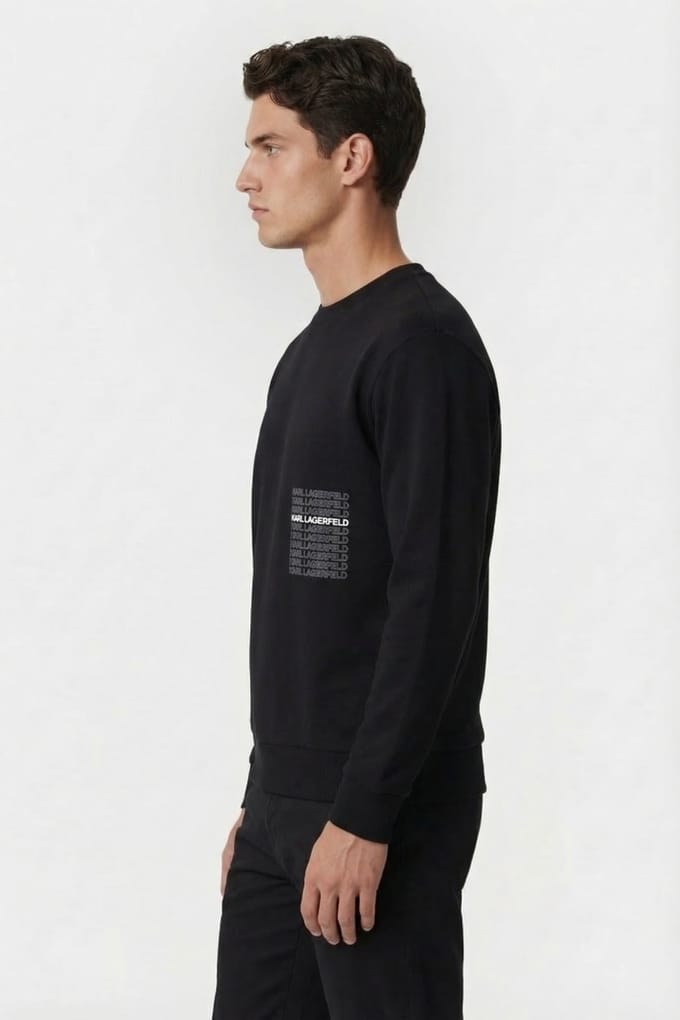 Karl Lagerfeld Black Sweat Crewneck Größe: S | Pullover Outlet | Herren | Schwarz