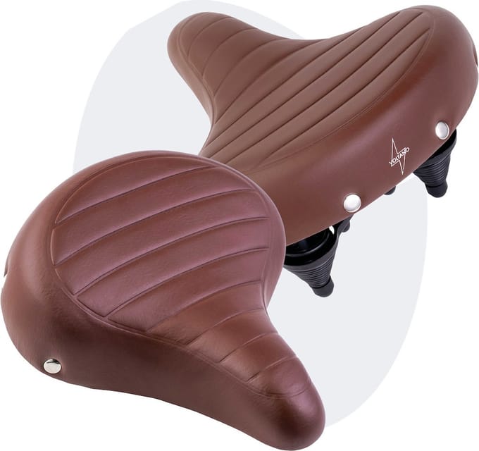 Voltano Drifter Fietszadel - Bruin - Met Zadelstrop - Breed Zadel - Waterdicht