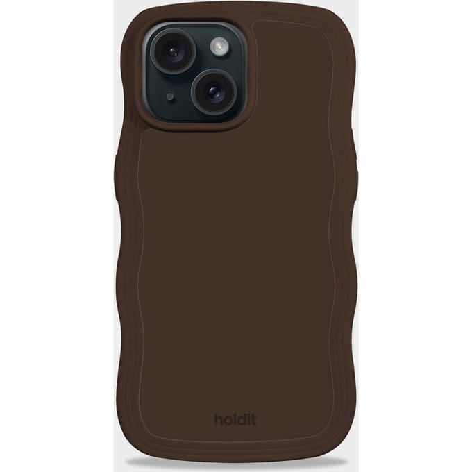 Holdit Wavy Case geschikt voor Apple iPhone 17e / 16e / 15 / 14 / 13 - Chocolate