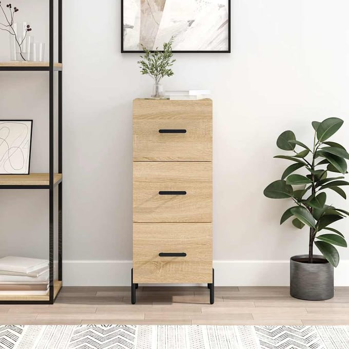 vidaXL - Dressoir - 34,5x34x90 - cm - bewerkt - hout - sonoma - eiken