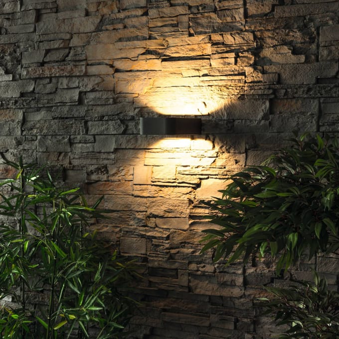 Heitronic LED buiten wandlamp Juna, antraciet, aluminium, IP54, 830