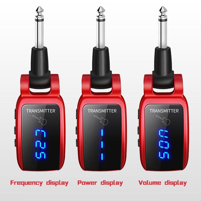 Système de guitare sans fil, transmetteur et récepteur de guitare Rechargeable, ensemble de ramassage de basse électrique rouge