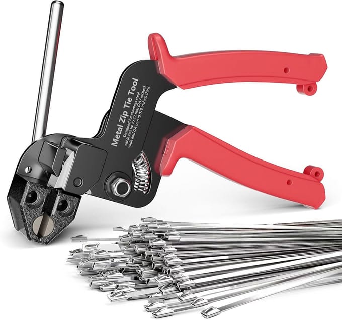 Kabelbinderpistool met 100x 304 RVS Kabelbinders voor Heavy-Duty Bevestiging