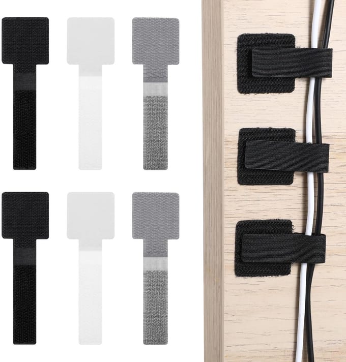 MTTproducts - Kabelbinders - Herbruikbare Kabelbinders - Zelfklevend - 60 Stuks - Kabelorganizer - Voor Thuis en Auto - Zilver