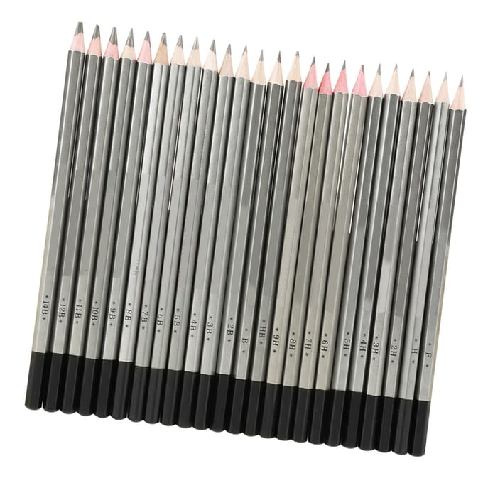 24Pcs Sketch Art Graphite Drawing Pencil NOn toxic Colored Paint  Pencil 9H 14B gray