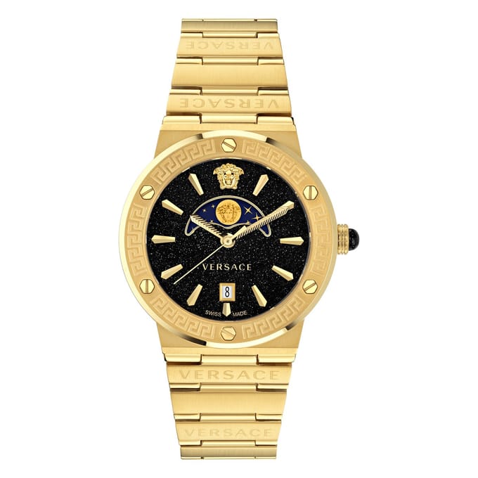 Versace Greca Logo Moonphase VE7G00323 Horloge - Staal - Goudkleurig - Ø 38 mm