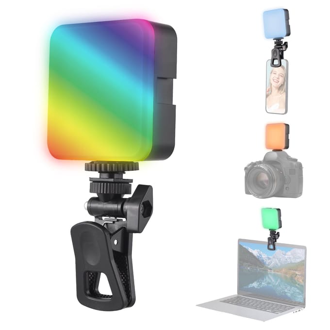 Zaklamp RGB Video Licht LED Vullicht 3200K-6500K Dimbaar Videoconferentie Licht voor Computer zwart