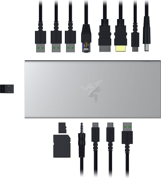 Razer USB 4 Dock - Docking Station - 14 Poorten - USB 4 Dock Voor 2 Schermen - Mercury Wit