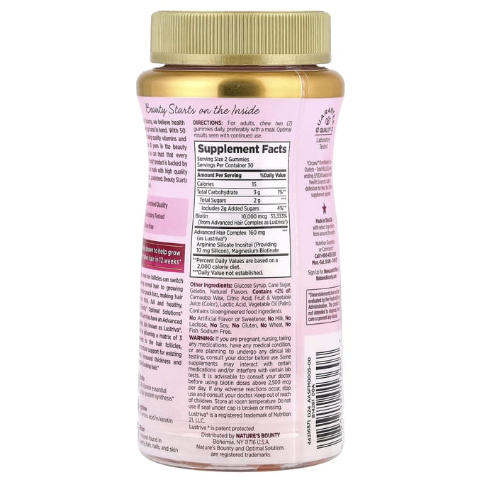 Nature's Bounty Haar Groei Gummies, Perzik Mango, 60 Gummies