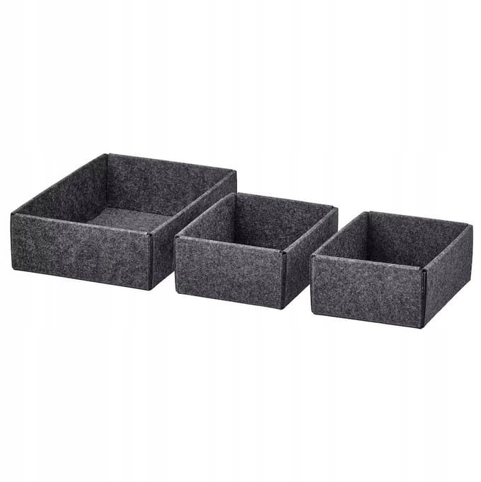 IKEA UPDATERA Opbergboxenset - 3-delig, Grijs