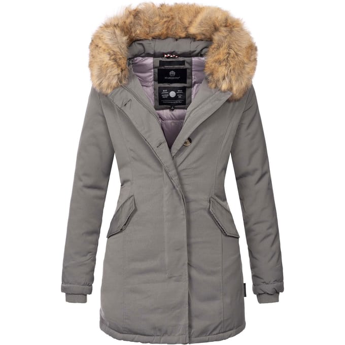 Marikoo dames winterparka Karmaa met afneembare imitatiebontkraag
