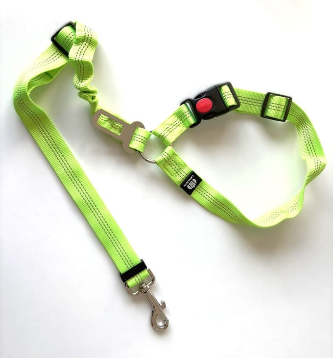 Cavlicious® hondengordel - autogordel hond - 3-in-1 - fluo geel