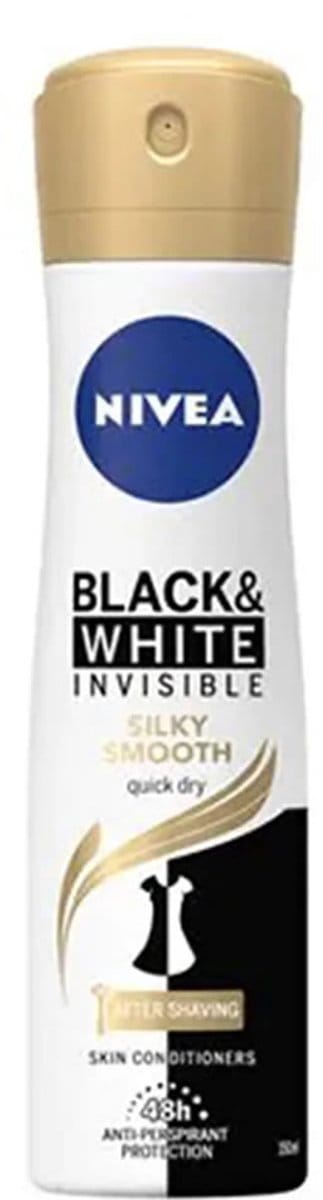 Nivea Black & White Invisible - Silky Smooth Deodorant Spray – 150 ml – 72u bescherming