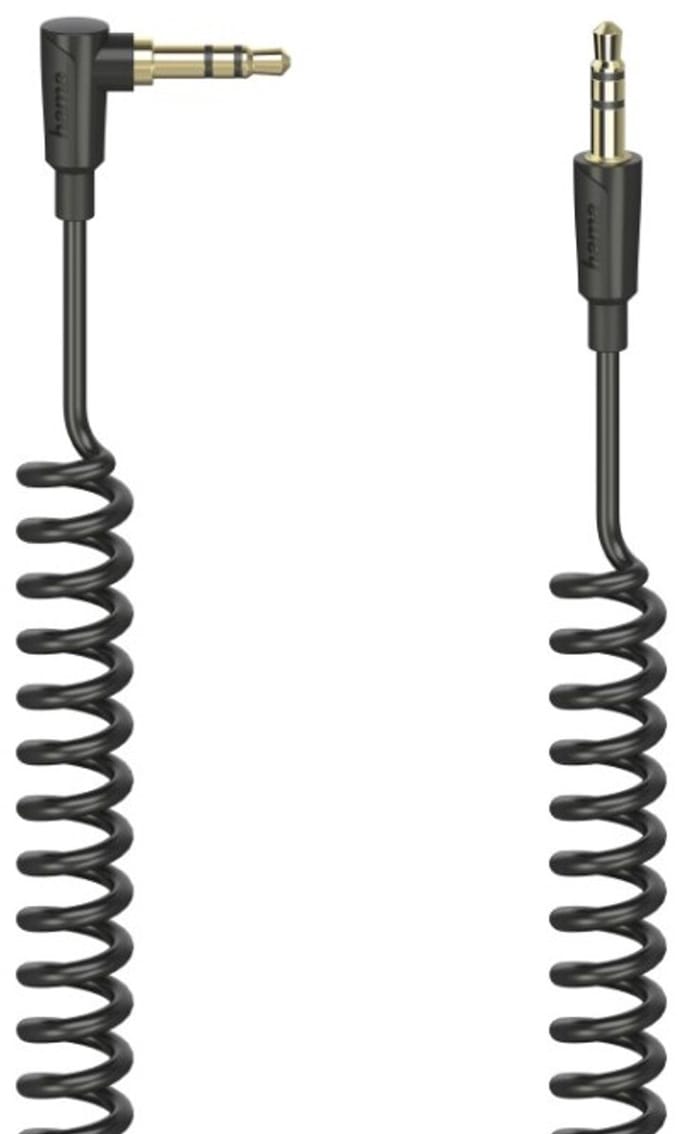 Hama Spiraalkabel Flexi-Slim 3,5-mm-jack-st. 90°- Stekker Stereo 1,5 M