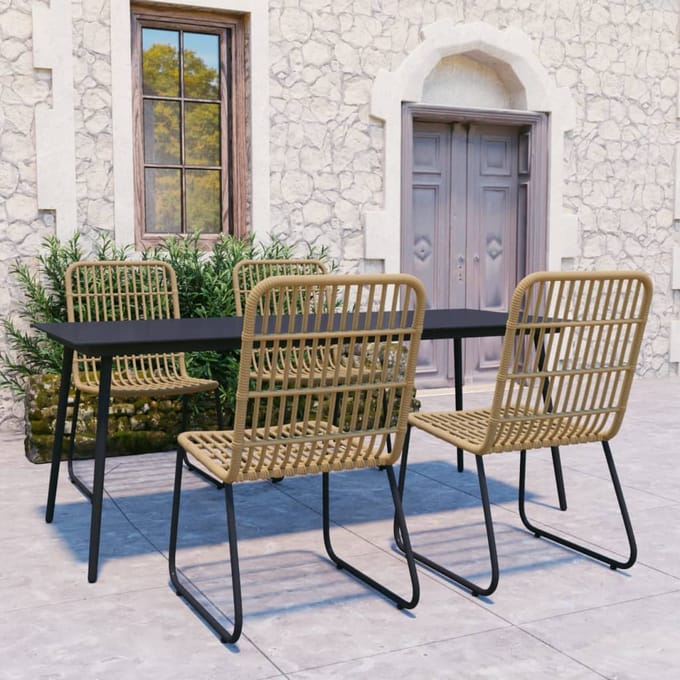 vidaXL - 5-delige - Tuinset - poly - rattan - en - glas