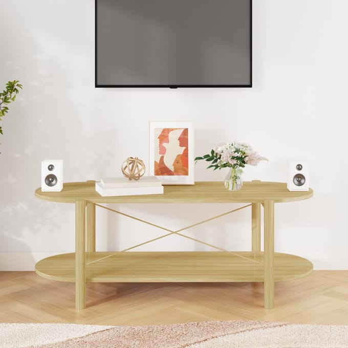 vidaXL - Salontafel - 110x48x40 - cm - bewerkt - hout