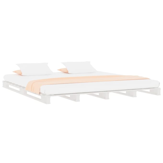 vidaXL - Palletbed - massief - grenenhout - wit - 140x200 - cm